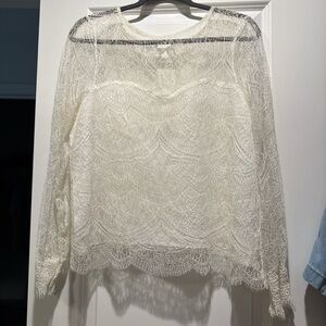 cupcakes & cashmere Cream Lace Blouse
